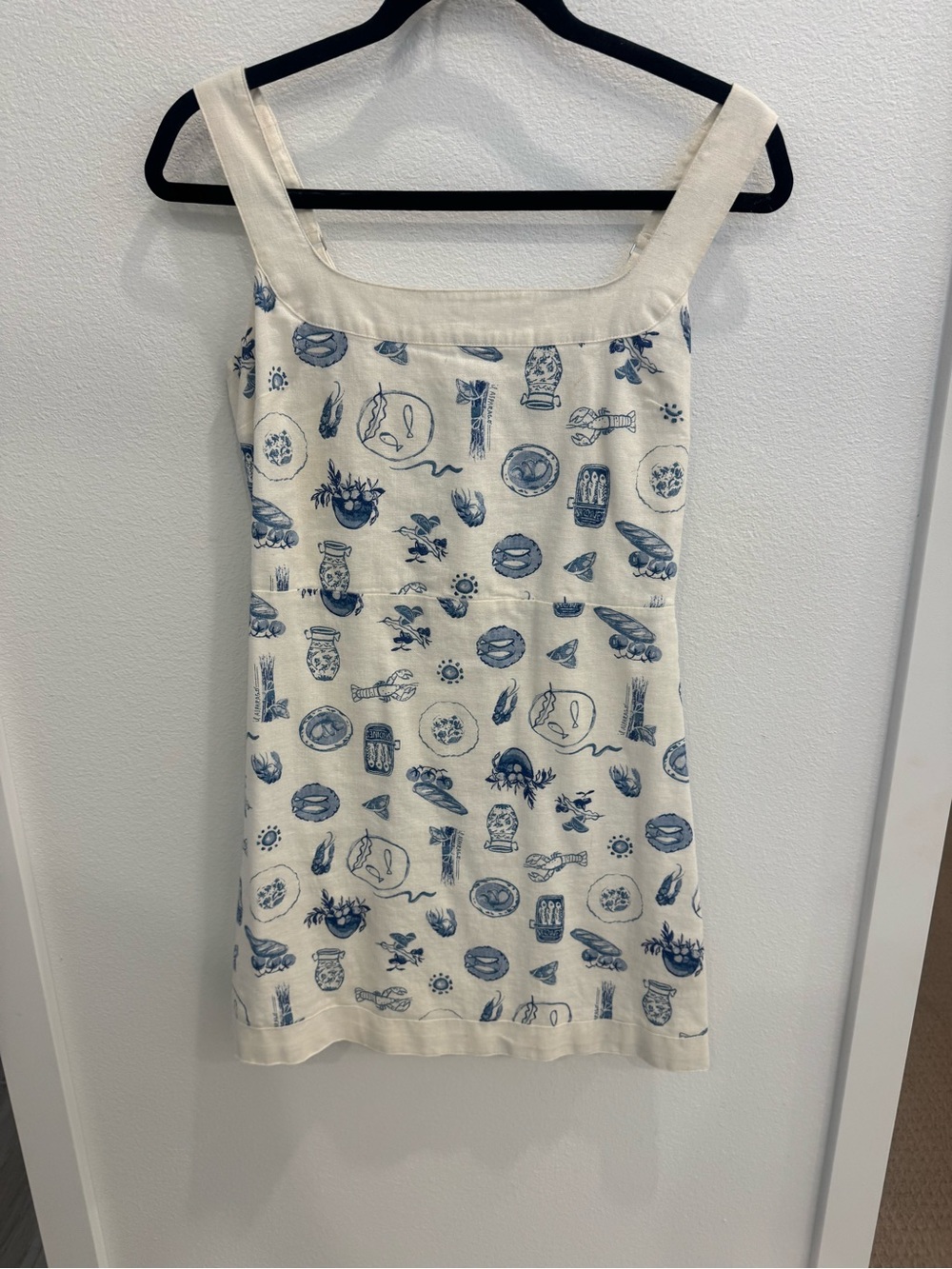 Abercrombie & Fitch Cream Mini Dress with Blue Print